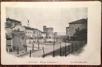 Lazio, Nettuno: Antica Veduta Di Piazza Umberto I, Tipografia Pistolesi