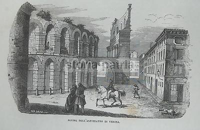 Rovine Dell'Anfiteatro Di Verona: Veduta Animata Dell'800