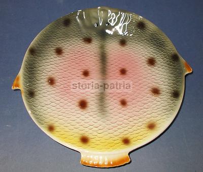Piatto Decorativo Policromo A Forma Di Pesce, Ceramica Anni '50