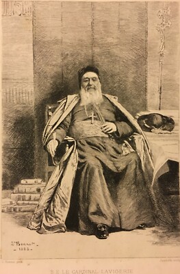 Incisione Antica Del Cardinale Lavigerie   Léon Bonnat E Félix Jasinski