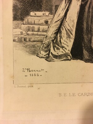 Incisione Antica Del Cardinale Lavigerie   Léon Bonnat E Félix Jasinski