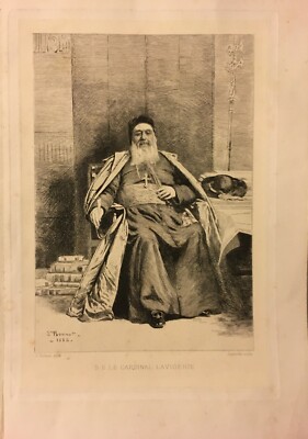 Incisione Antica Del Cardinale Lavigerie   Léon Bonnat E Félix Jasinski