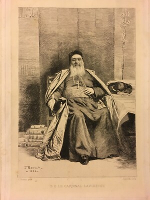 Incisione Antica Del Cardinale Lavigerie   Léon Bonnat E Félix Jasinski