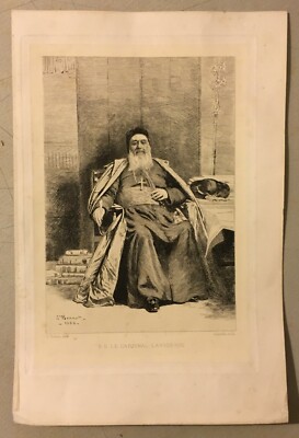 Incisione Antica Del Cardinale Lavigerie   Léon Bonnat E Félix Jasinski