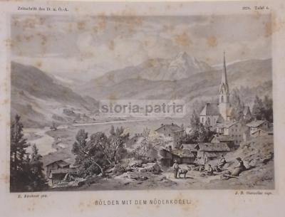 Montagna, Antica Veduta Alpina: Kirchner, Obernetter, Sölden Mit Dem Noderkogel, Fine '800