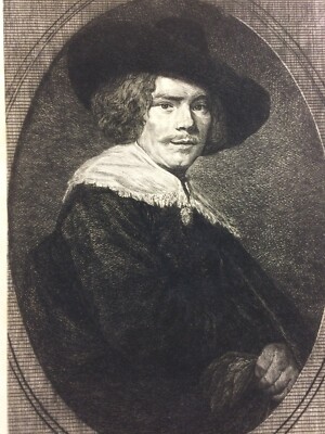 Arte Antica: Ritratto Di Nobiluomo Da Frans Hals, Incisione Di Paul Rajon, 1880 Circa