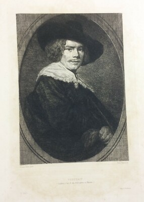 Arte Antica: Ritratto Di Nobiluomo Da Frans Hals, Incisione Di Paul Rajon, 1880 Circa