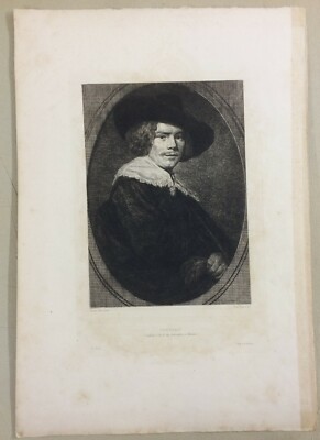 Arte Antica: Ritratto Di Nobiluomo Da Frans Hals, Incisione Di Paul Rajon, 1880 Circa