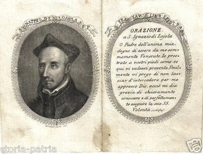 Antica Stampa Popolare: Sant'Ignazio Di Loyola, Gesuiti, Antica Incisione. Incisore Costa