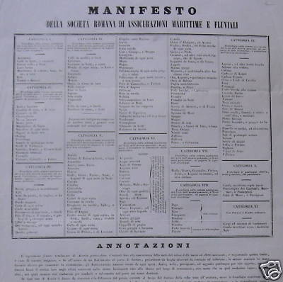 Lazio, Roma, Assicurazioni Marittime E Fluviali, 1850