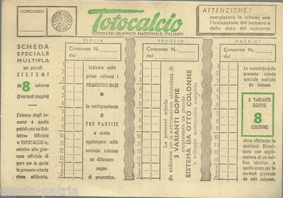 Sport, Calcio, Football: Totocalcio Coni, Schedina d'Epoca Da Collezione Mai Usata