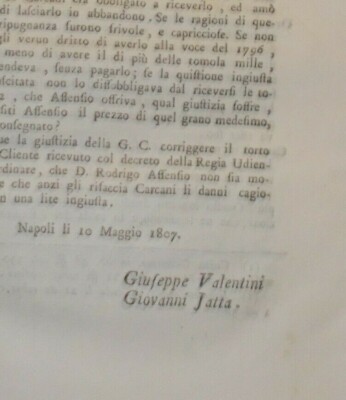 Puglia, Barletta: Assensio, Carcani   Giuridica Antica Allegazione Valentini Jatta