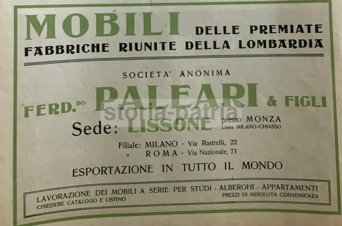 Napoli Antica: Pubblicità Ditta Bevilacqua, Artista Sinopico, Mobili Paleari, Lissone