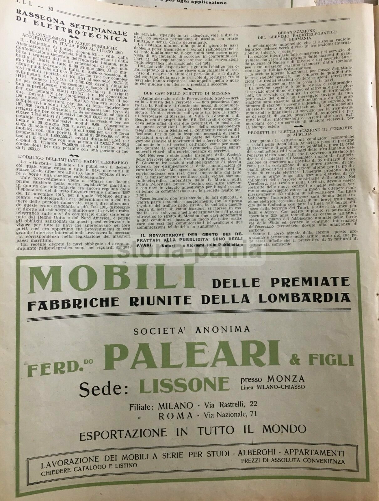 Napoli Antica: Pubblicità Ditta Bevilacqua, Artista Sinopico, Mobili Paleari, Lissone