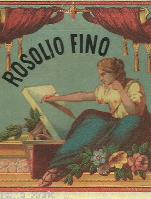 Rosolio Fine: Antica Etichetta Pubblicitaria Cromolitografica