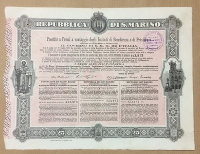 San Marino: Prestito A Premi, Lotteria, Araldica, Previdenza, Banca Casareto, Genova