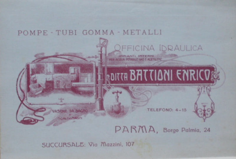 Parma, Officina Idraulica Battioni, Vasche Da Bagno E Scaldabagni, Stampa Pubblicitaria