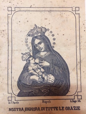 Antica Stampa Popolare Napoletana: Madonna Delle Grazie, Latte E Maternità, Napoli