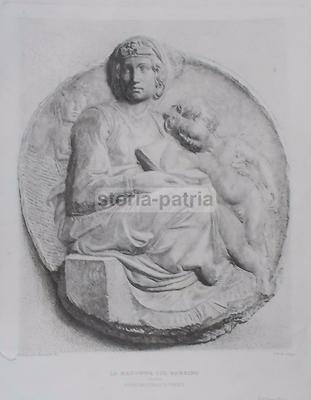 Arte Antica: Stampa Devozionale, Scultura Di Michelangelo. Artistica Incisione Di J. Groh.