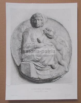 Arte Antica: Stampa Devozionale, Scultura Di Michelangelo. Artistica Incisione Di J. Groh.