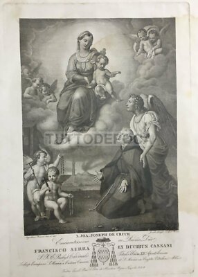 Antica Stampa Popolare Devozionale: San Giuseppe Della Croce, Serra Di Cassano, Alcayde