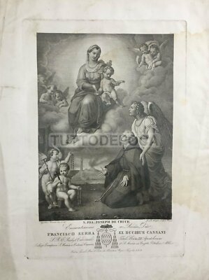 Antica Stampa Popolare Devozionale: San Giuseppe Della Croce, Serra Di Cassano, Alcayde