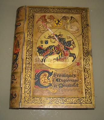 Scatola Pubblicitaria Elah A Forma Di Libro Con Araldica E Motivi Medievali, Anni '30
