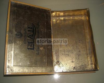 Scatola Pubblicitaria Elah A Forma Di Libro Con Araldica E Motivi Medievali, Anni '30