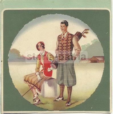 Sport, Golf, Mazze Da Golf. Illustrazione Artistica d'Epoca, Stampa Da Collezione Del Primo '900