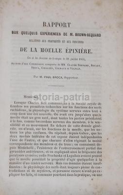 Medicina, Neurologia, Midollo Spinale: Esperienze Di Brown Séquard, Cavie, Broca, 1855