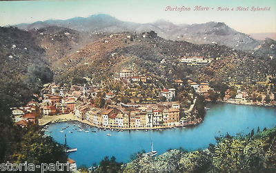 Liguria, Portofino: Veduta Panoramica Del Porto E Hotel Splendid, Cartolina d'Epoca