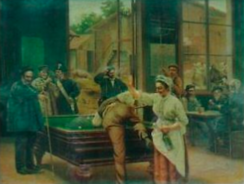 Interno Con Bigliardo, Giochi E Folklore: Antica Cromolitografia Orbassano, Vicenzi