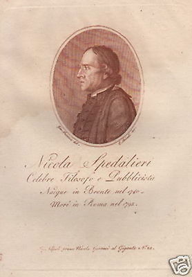 Sicilia, Bronte. Nicola Spedaliere, Filosofo E Pubblicista. Antico Ritratto, Incisione.