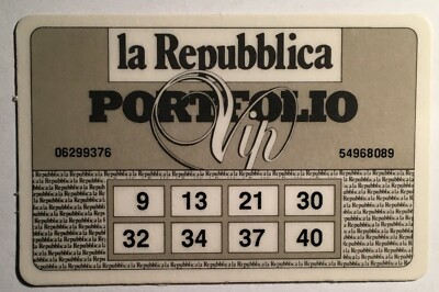 Giochi Gioco Portfolio VIP, Giornale La Repubblica, Tessera d'Epoca Da Collezione