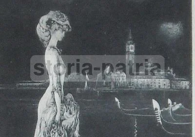 Venice, San Marco: Symbolist View with Elegant Foreign Lady, Alberto Martini