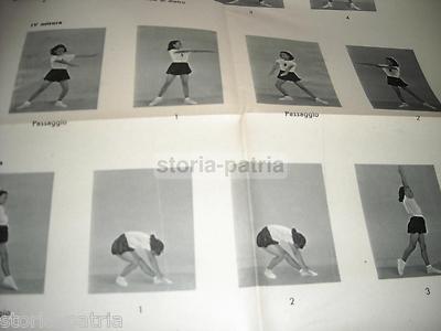 Scuola, Sport, Ginnastica: Esercizi Ginnici Primo Grado   Stampa d'Epoca Con Figure
