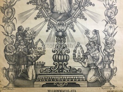 Arte: Stampa Popolare Devozionale, Madonna Immacolata. Grande Antica Litografia
