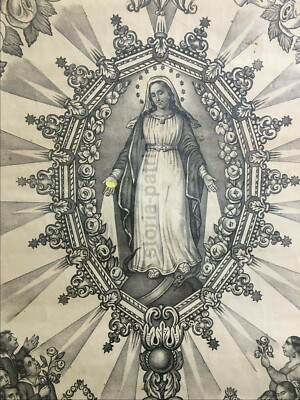 Arte: Stampa Popolare Devozionale, Madonna Immacolata. Grande Antica Litografia