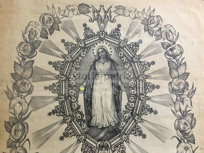 Arte: Stampa Popolare Devozionale, Madonna Immacolata. Grande Antica Litografia