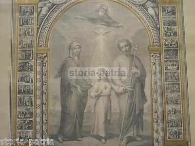 Scenografica Grande Stampa Popolare Devozionale: Santa Famiglia, Passione E Pasqua