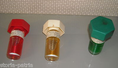 Tricolore Italiano: Tre Inusuali Bottigline Da Liquore Simili A Bulloni   Chantal