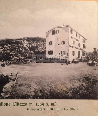 Montagna Pian Cavallone, Albergo: Veduta Pubblicitaria Garoni, Foto Caccia, 1914