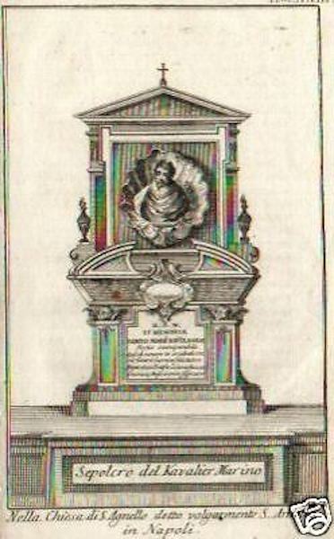 Napoli: Monumento Sepolcrale Del Cavalier Marino Nella Chiesa Di S. Agnello, Incisione Del XVIII Secolo
