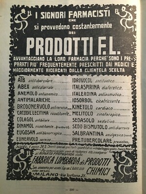 Chimica Sanitaria, Medicina E Farmaceutica: Milano, Fabbrica Lombarda E Lorenzini