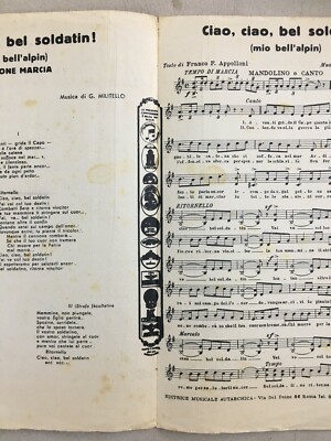 Ciao! Ciao! Bel Soldatin!... Mio Bel Alpin... Spartito Musicale, 1942