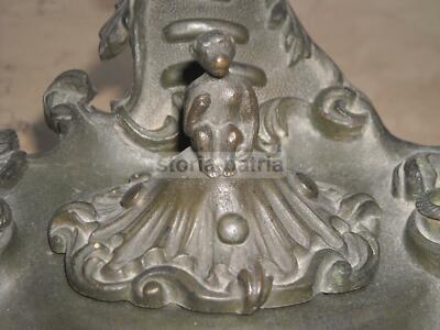 Calamaio Antico In Bronzo Con Scultura Di Scimmia