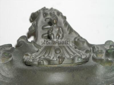 Calamaio Antico In Bronzo Con Scultura Di Scimmia