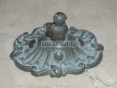 Calamaio Antico In Bronzo Con Scultura Di Scimmia