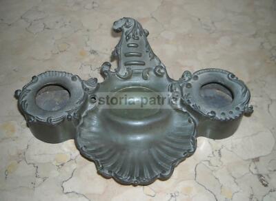 Calamaio Antico In Bronzo Con Scultura Di Scimmia