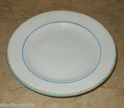 Insieme Di Tre Piatti In Ceramica, Filettatura Blu, Vedova Besio E Figli